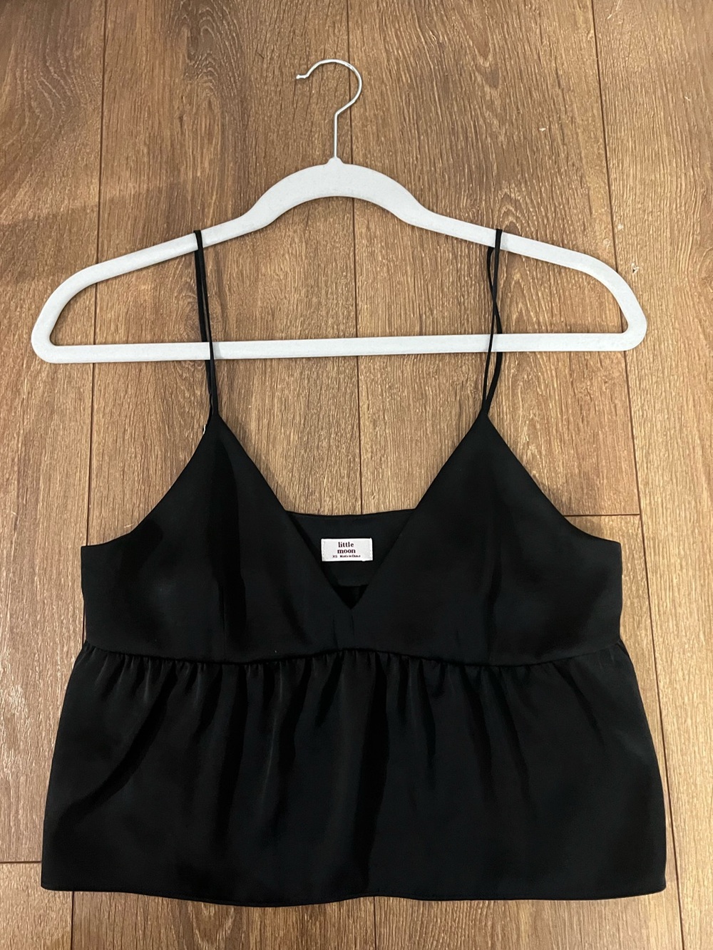 Aritzia Little Moon Black Satin Babydoll Cami Top XS